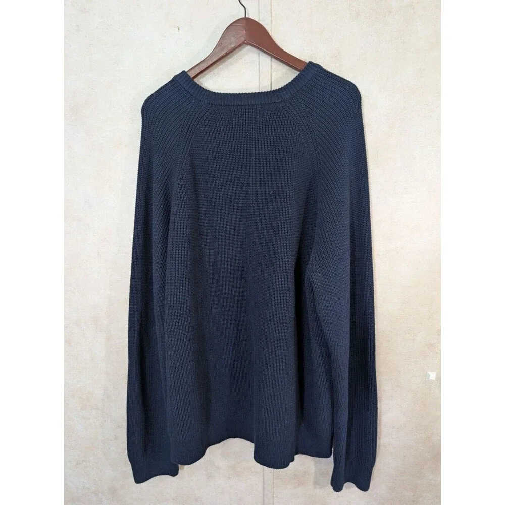 Old Navy Fisherman Sweater Mens XXL Blue Crew Neck Knit Preppy Cotton